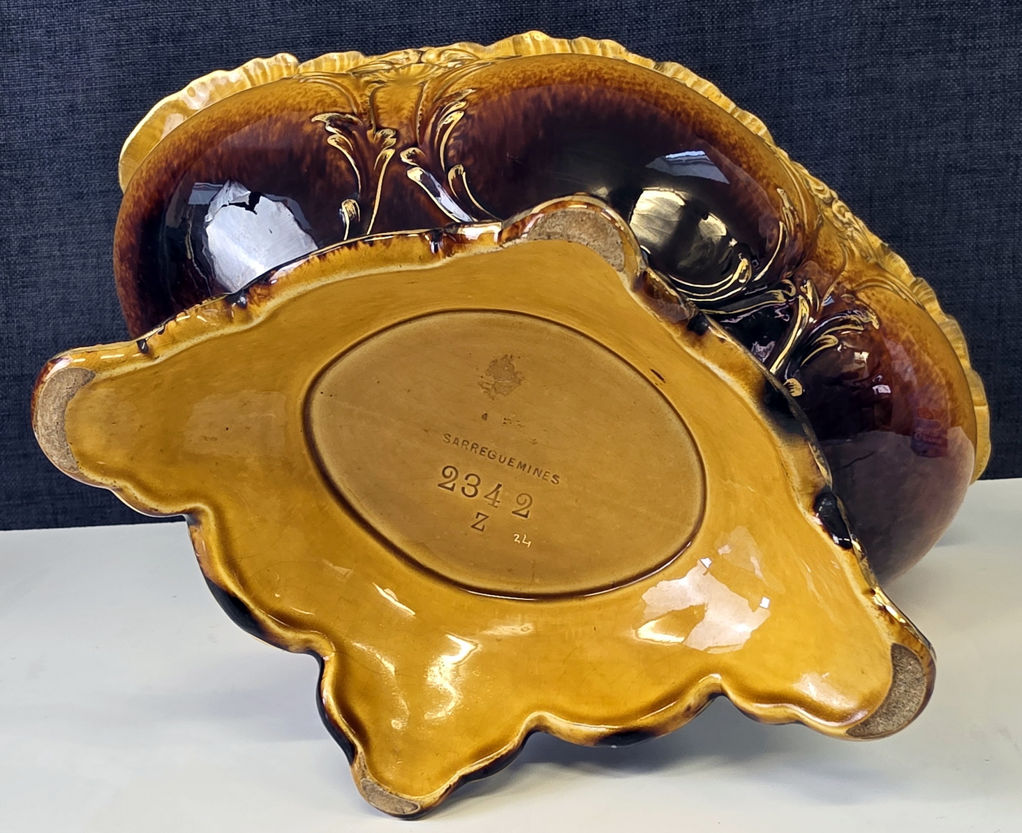 A French Majolica Cache-pot A French Majolica Cache-pot
